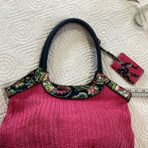 Vera Bradley Petal Paisley Woven Straw Bucket Tote Bag Beach Weekend - Picture 14 of 16